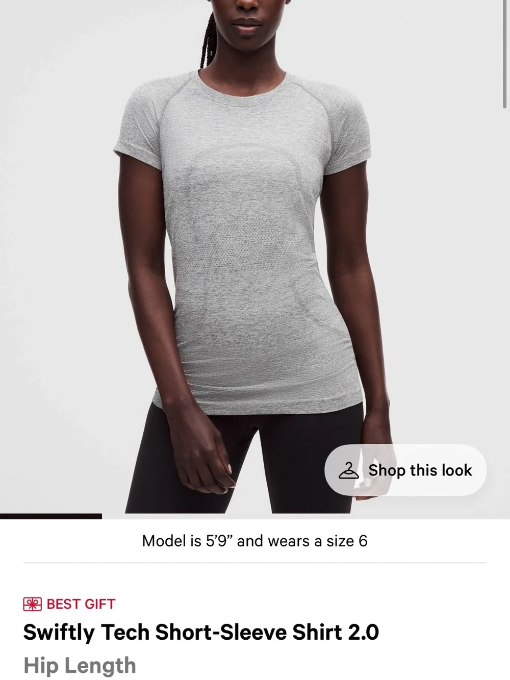 Swiftly Tech Short-Sleeve Shirt 2.0 - Light Gray hip length